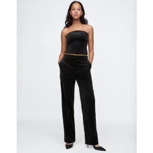GAP High Rise Relaxed Straight Leg Velvet Pants Black 2 PETITE NWT $90 Moto Edgy